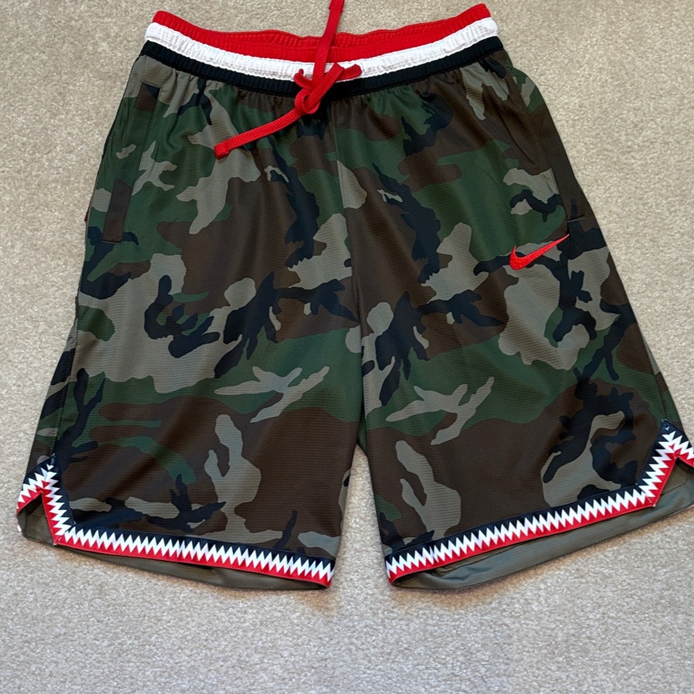 Nike Green Camo Shorts with Red Trim